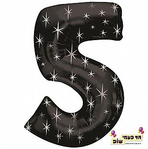 בלון 34 אינץ' 5 שחור כוכבים (ללא הליום) בלון 34 אינץ' 5 שחור כוכבים (ללא הליום)
