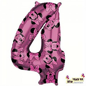 בלון 34 אינץ' מיני מספר 4 (ללא הליום) בלון 34 אינץ' מיני מספר 4 (ללא הליום)